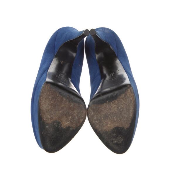 Authentic Giuseppe Zanotti Blue Suede Debra Platform Heels size IT 37 US 7 - Picture 6 of 6